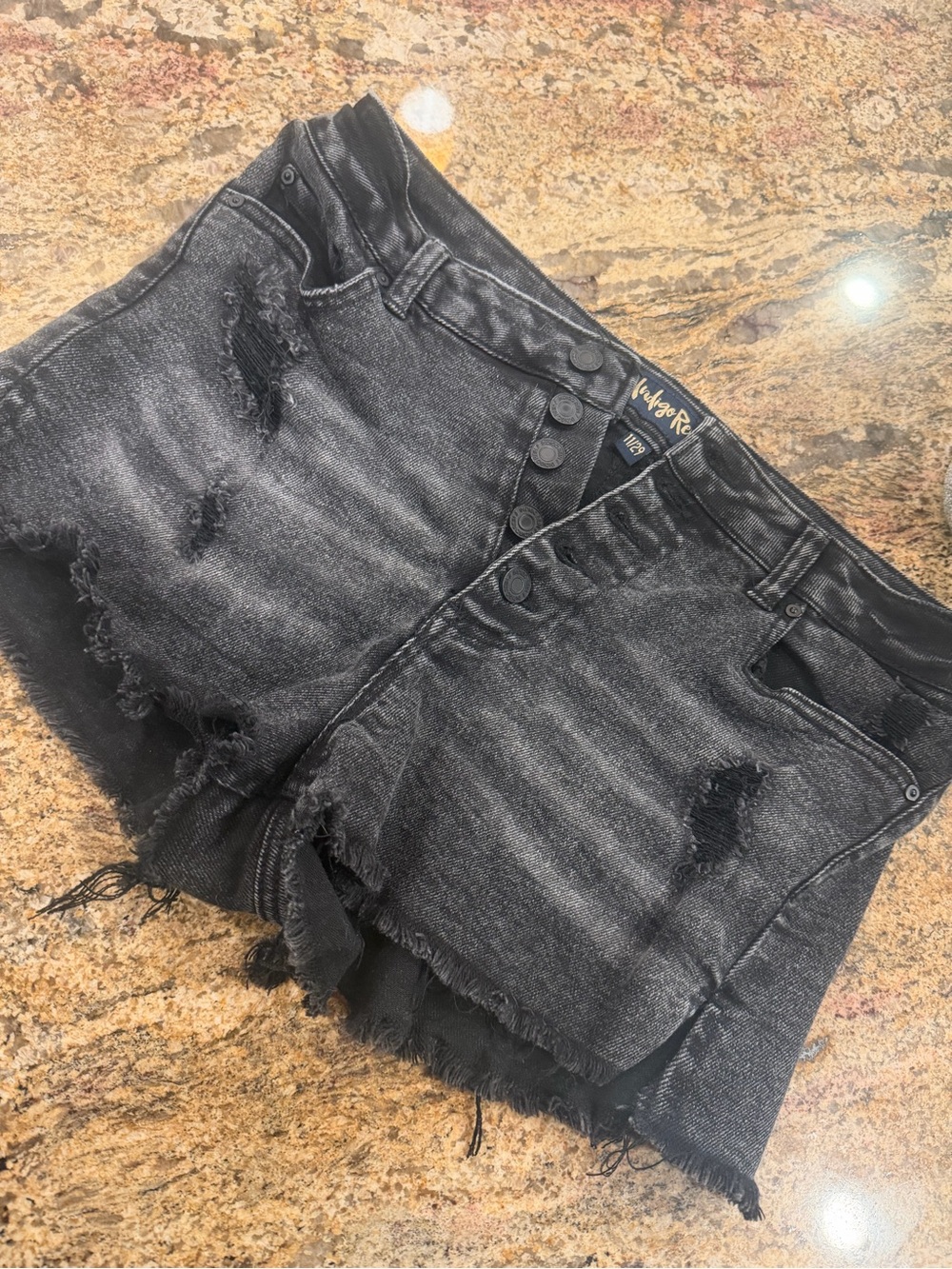 Size-11/29 Wild Fable Black High-Rise Distressed Denim Shorts